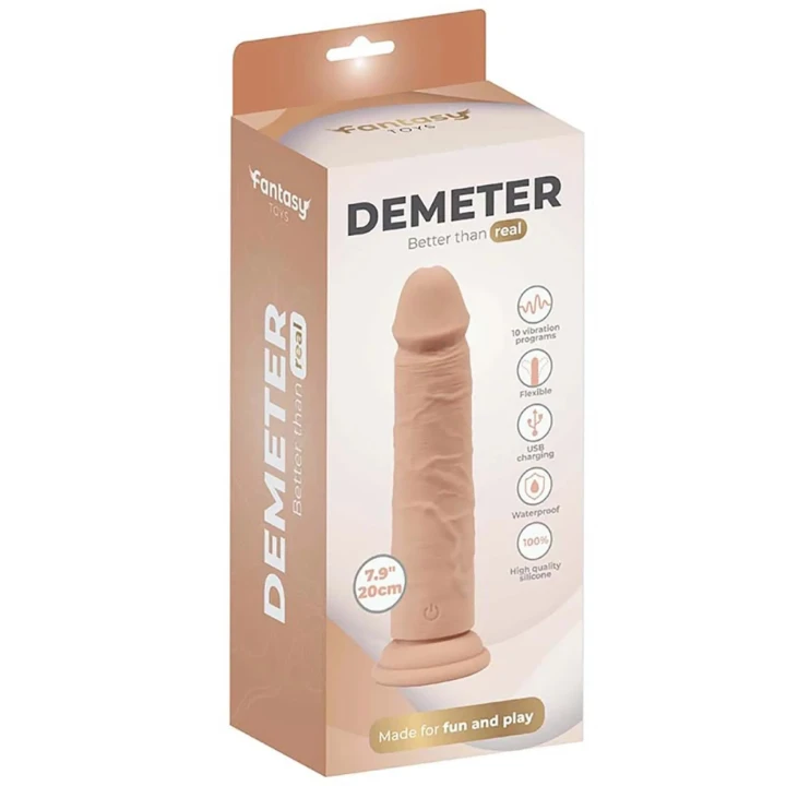 Dildo Demeter - 20cm, silikon ultra soft, 10 trybów wibracji