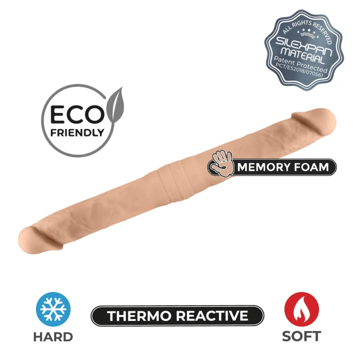 Dildo podwójny Silexd, ultra-realistyczny, wodoodporny, długość 38,5 cm