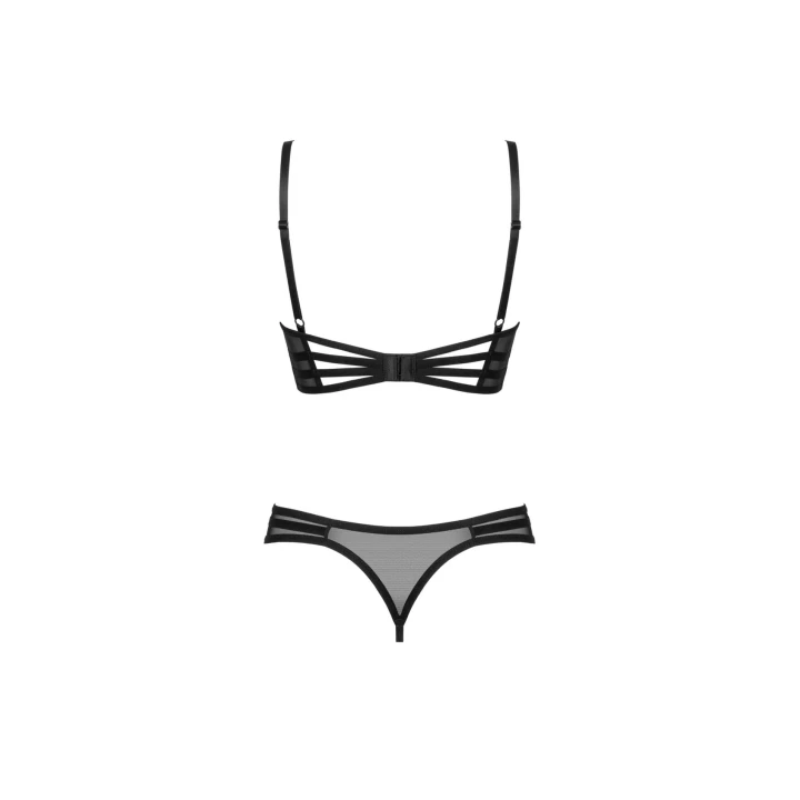 Zestaw erotyczny, OBSESSIVE Roxelia, regulowane ramiączka, czarny biustonosz i stringi XL/2XL