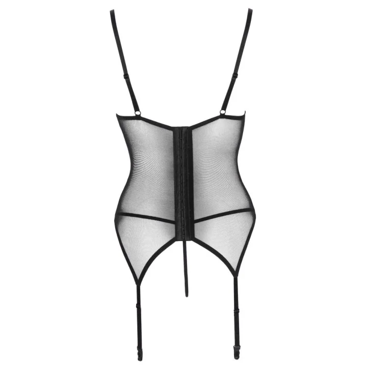 Koszulka erotyczna COTTELLI LINGERIE z koronką, podwiązki, czerwona/czarna, L