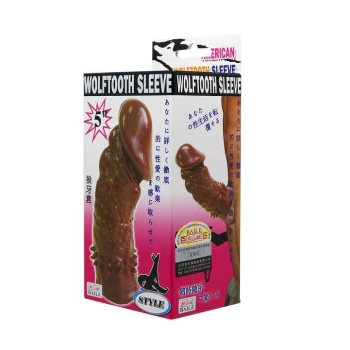 Rękaw na penisa BAILE z guzami i żyłami, TPR, elastyczny, przedłużający erekcję