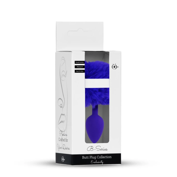 Plug analny - PLUG Bunny Tail - Silikonowy, 6,5 cm, Fioletowy, Aksamitny dotyk