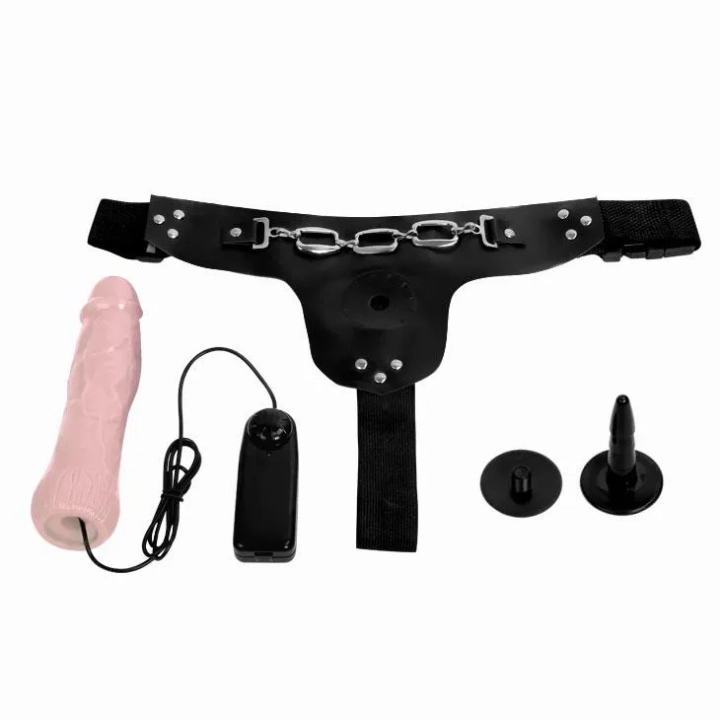 Dildo na pasku BAILE - 7-calowy wibrator z regulowaną uprzężą, ciche wibracje