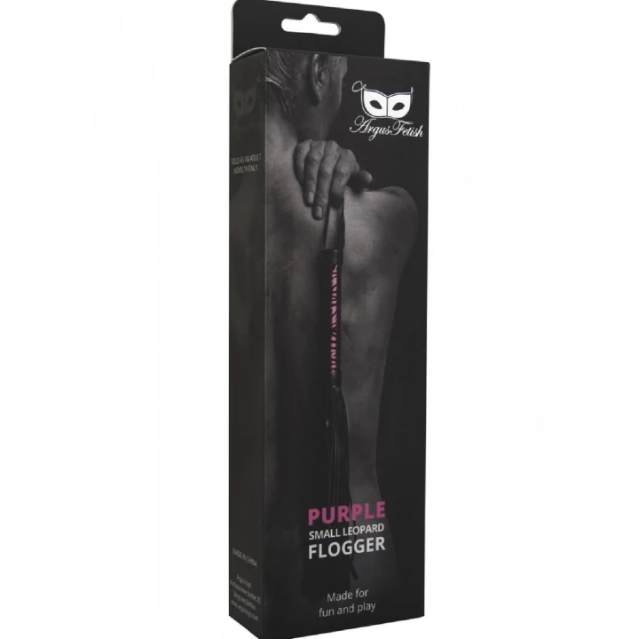 Flogger skórzany - Lili - mały, fioletowy, z uchwytem o wytrzymałej konstrukcji