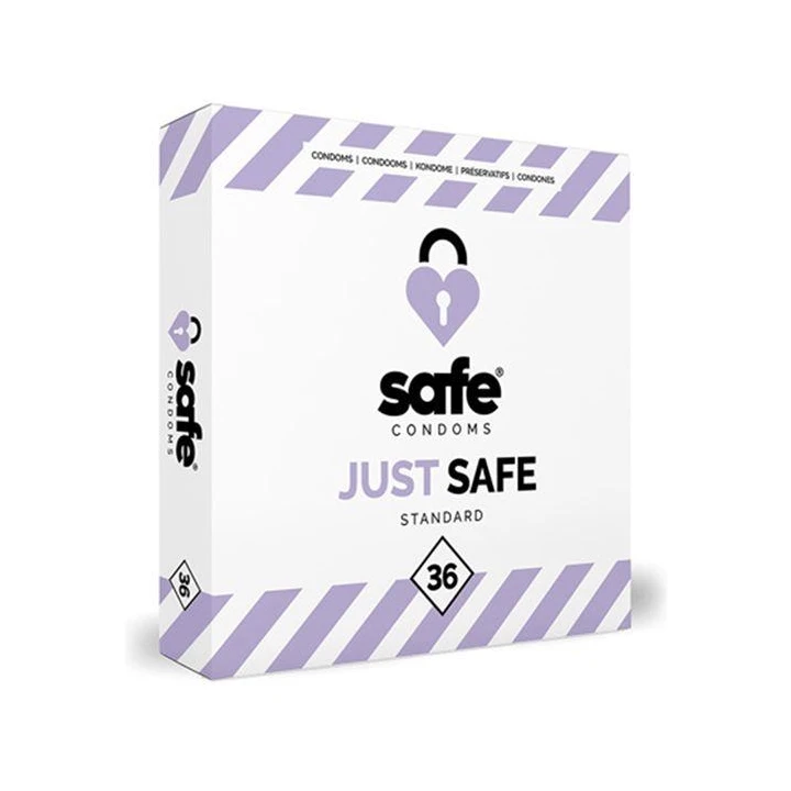 Prezerwatywy Just Safe Standard 36 szt. - anatomiczny kształt, długość 19 cm, szerokość 5,6 cm