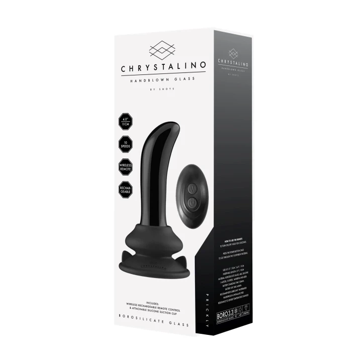 Wibrator szklany Chrystalino - 10 prędkości, z przyssawką, zdalne sterowanie
