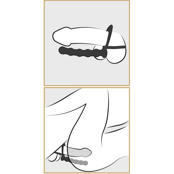 Pierścień penisa i jąder z dildo analnym, silikon, elastyczny, 19 cm długości