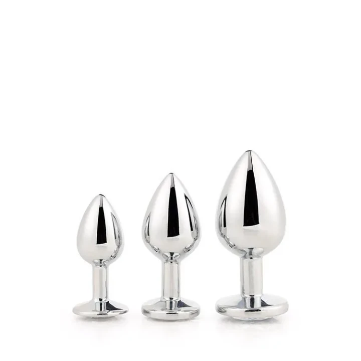 Zatyczki analne Gleaming Love - Aluminium, 3 rozmiary, z kamieniami szlachetnymi