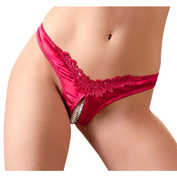 Halka ouvert COTTELLI LINGERIE - jedwabna, z naszyjnikiem z pereł, rozmiar XL