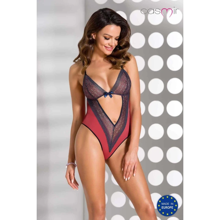 Body koronkowe CASMIR - XXL/XXXL, regulowane ramiączka, elegancki design w kolorze bordo