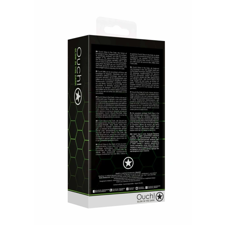 Uprząż ciała Ouch! Glow in the Dark - Neonowa Zieleń/Czarny - Regulowana S/M