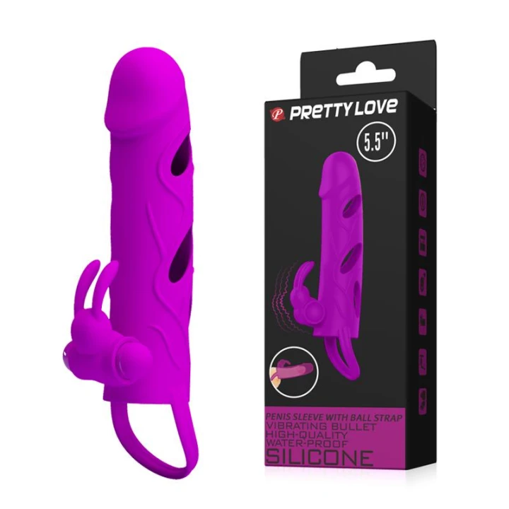 Nakładka sylikonowa na penisa PRETTY LOVE z wibracją, wodoodporna, 14 cm