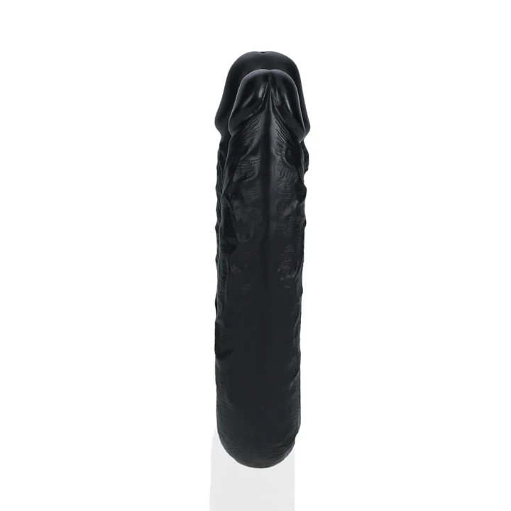 Dildo podwójne U kształt RealRock 12,7 cm, realistyczne żyłki, PVC, czarne