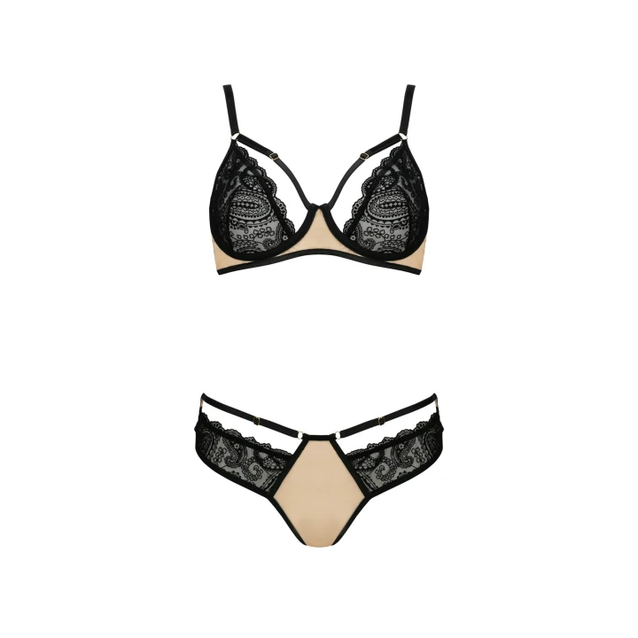 Bielizna koronkowa CASMIR - komplet DAISY beżowy, wygodny materiał, wsparcie biustu