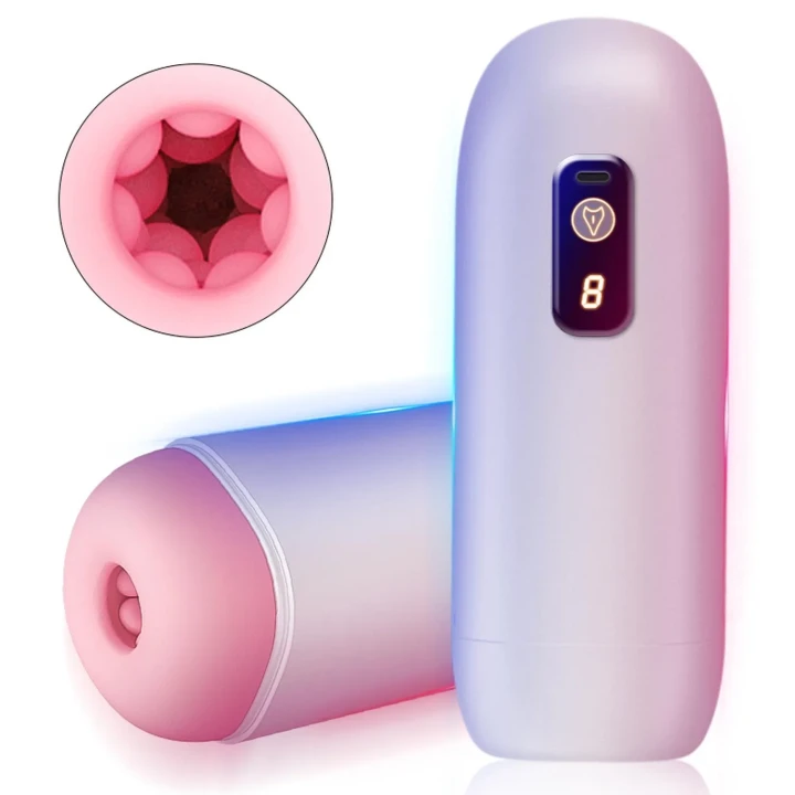 Masturbator USB Rechargeable, 8 funkcji wibracji, 18 cm długości, 6,5 cm średnicy