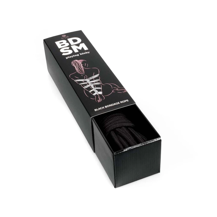 Lina do wiązania Shibari - Czarna, 10 m, Bawełna + Poliester, 0,6 cm średnicy