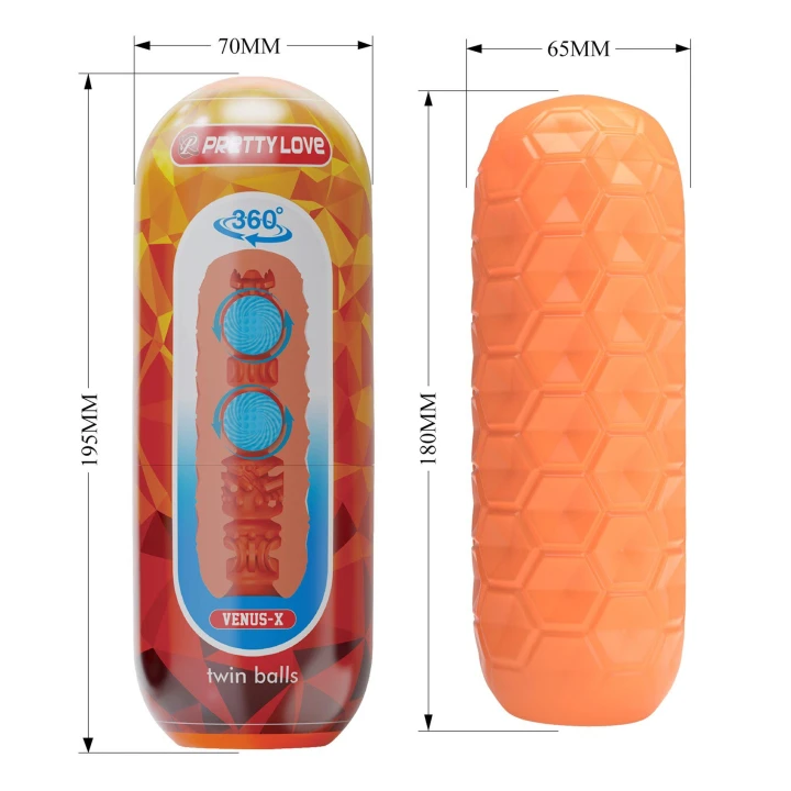 Masturbator PRETTY LOVE - VENUS-X, TPR/ABS, podwójne kulki stymulujące, elastyczna struktura