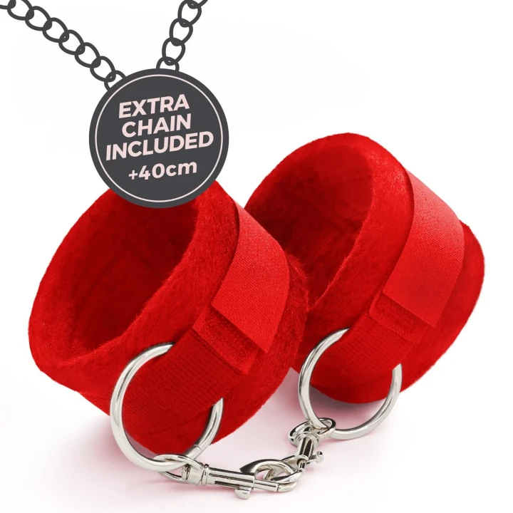 Kajdanki do rąk CRUSHIOUS z opaską na oczy, smaczny lubrykant truskawkowy 50ml