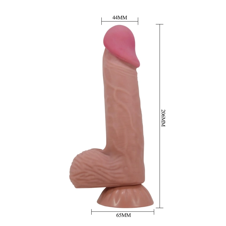 Dildo BAILE - TPR, 8,1'', Elastyczna przyssawka, Realistyczny wygląd