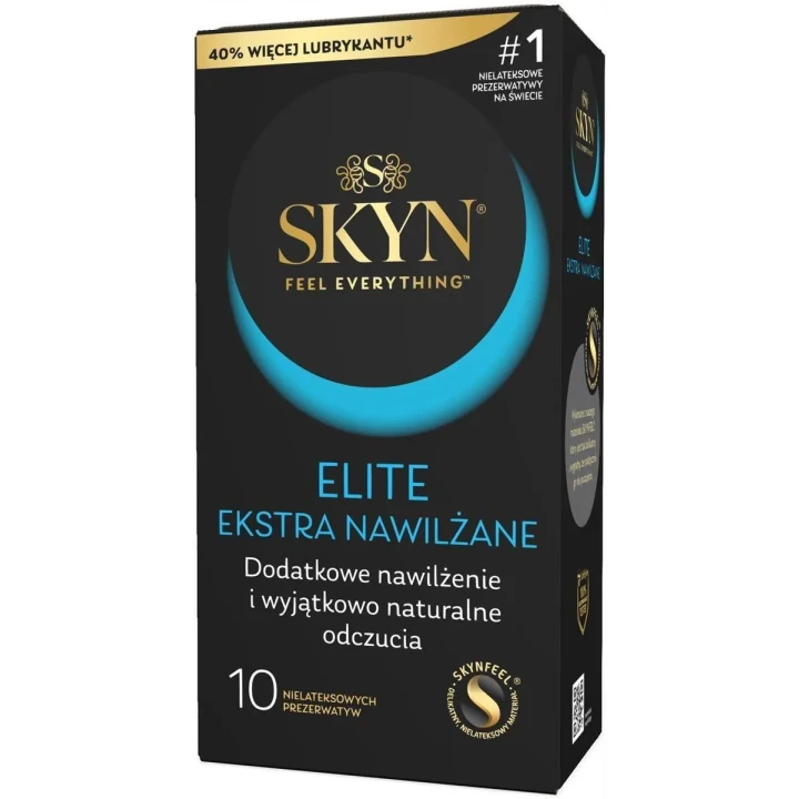 Prezerwatywy bezlateksowe SKYN Elite Extra Lube, 10 szt., 53 mm, maksymalny komfort