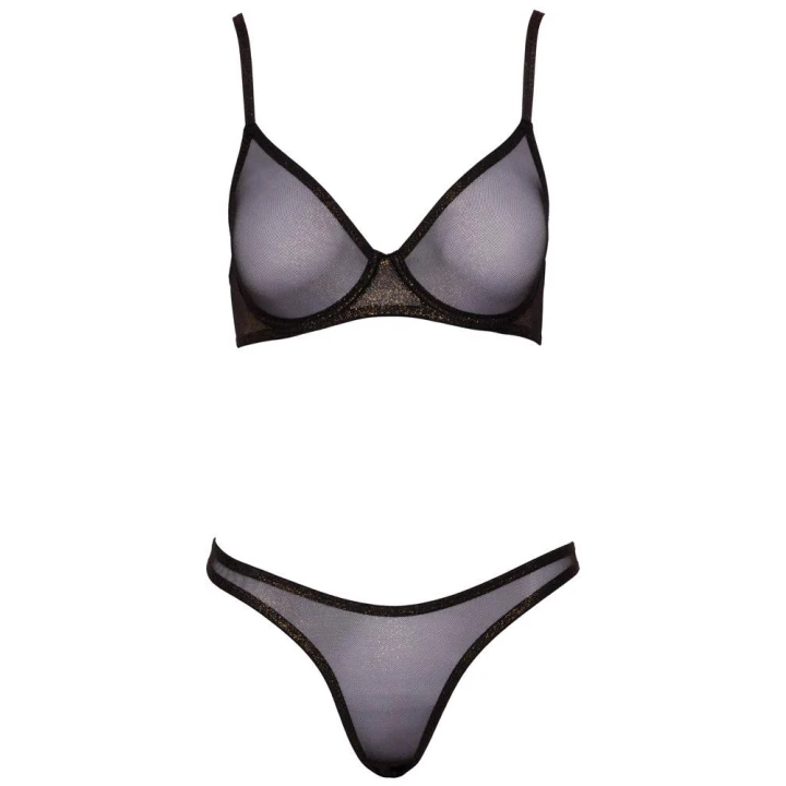 Biustonosz push-up COTTELLI LINGERIE, złota siateczka, regulowane ramiączka, fiszbiny