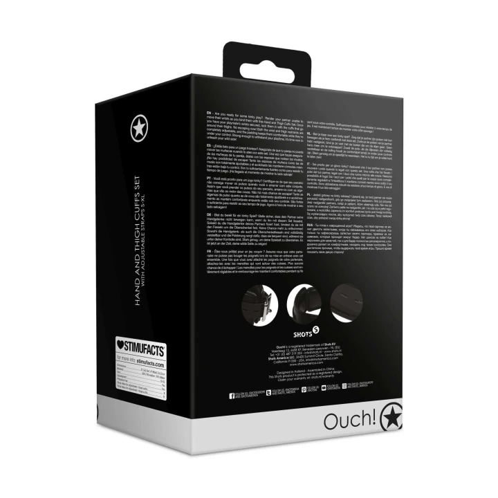 Kajdanki do rąk i ud - Regulowane, skóra PU, czarne