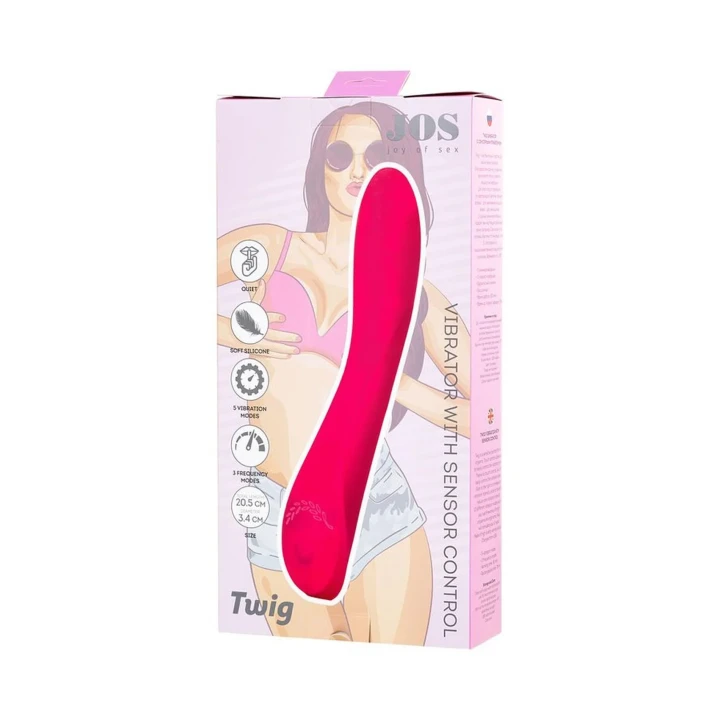 Wibrator G-spot JOS Twig, 20,5 cm, silikon, 10 trybów wibracji, sterowanie dotykowe