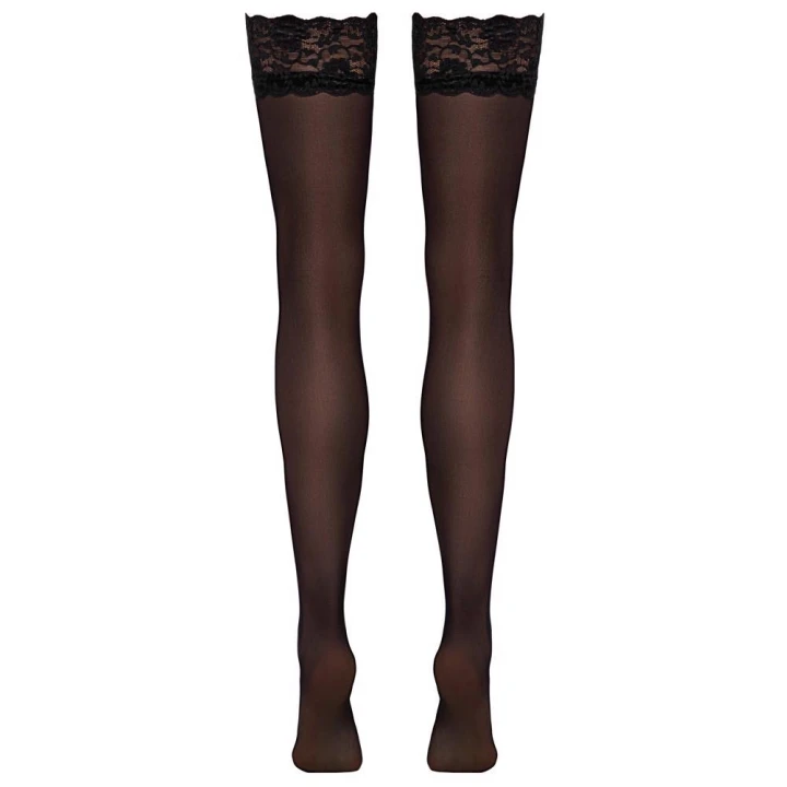 Pończochy COTTELLI LEGWARE, czarne, koronkowe, 80% poliamid, 20% elastan, 20 den