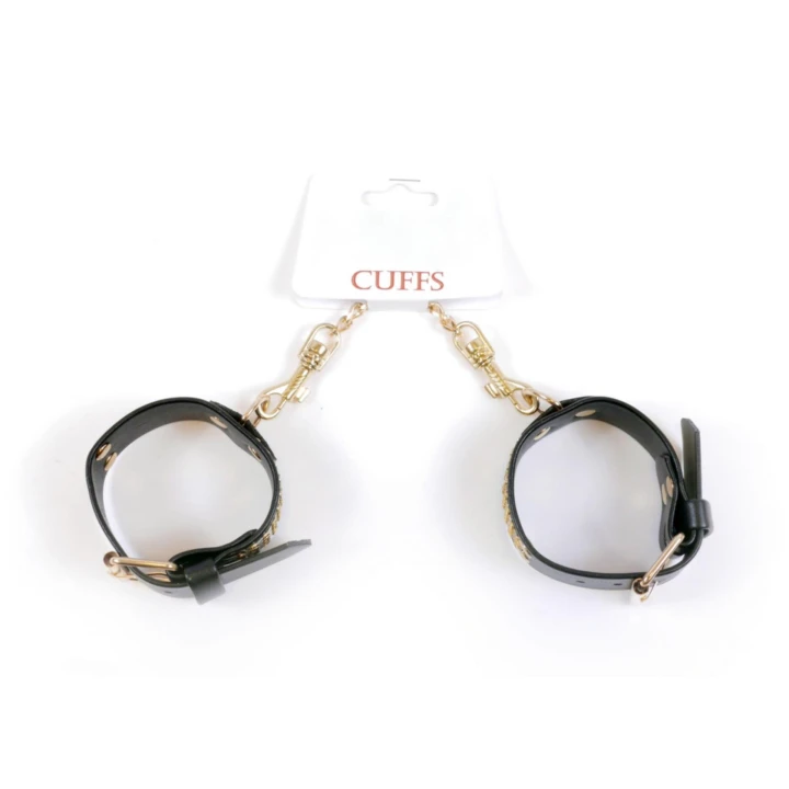 Mankiety do rąk Fetish B - Sztuczna skóra, regulacja 18-22 cm, łańcuch metalowy