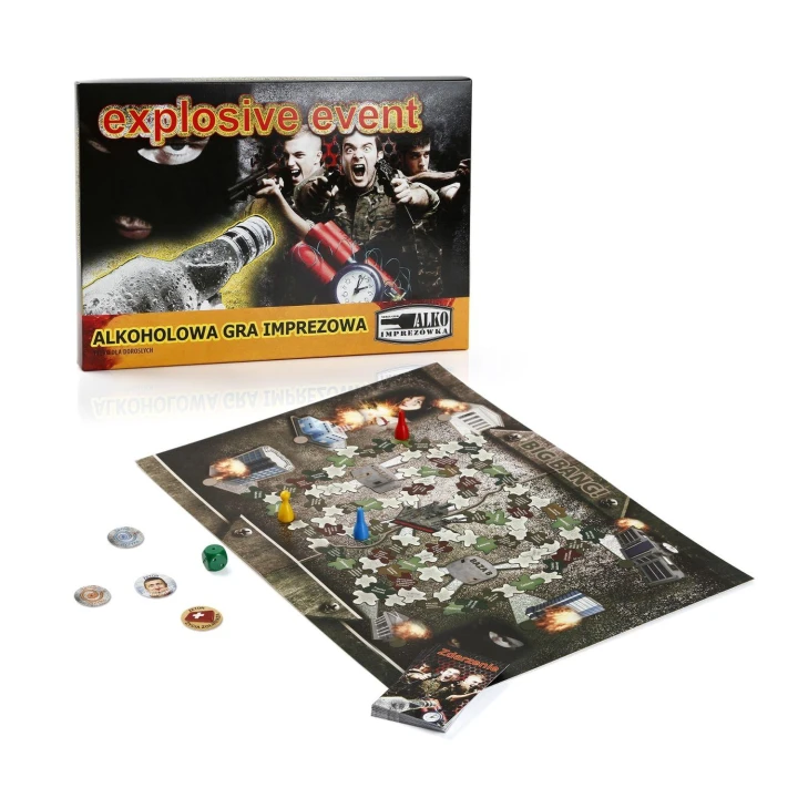 Gra planszowa, Gry-Explosive Event - 8 pionków, 24 karty zdarzeń, wymiary 31x22x3 cm