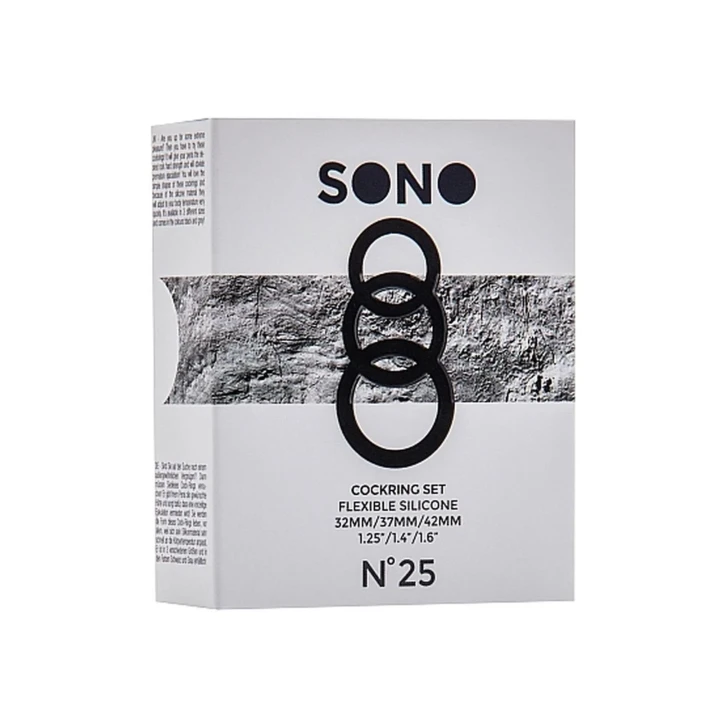 Cockring - No.25 - Zestaw 3 silikonowych pierścieni o różnych rozmiarach - Szary