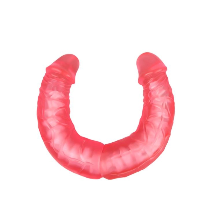 Wibrator podwójny Baile Double Dong 35 cm, TPR, teksturowane wnętrze