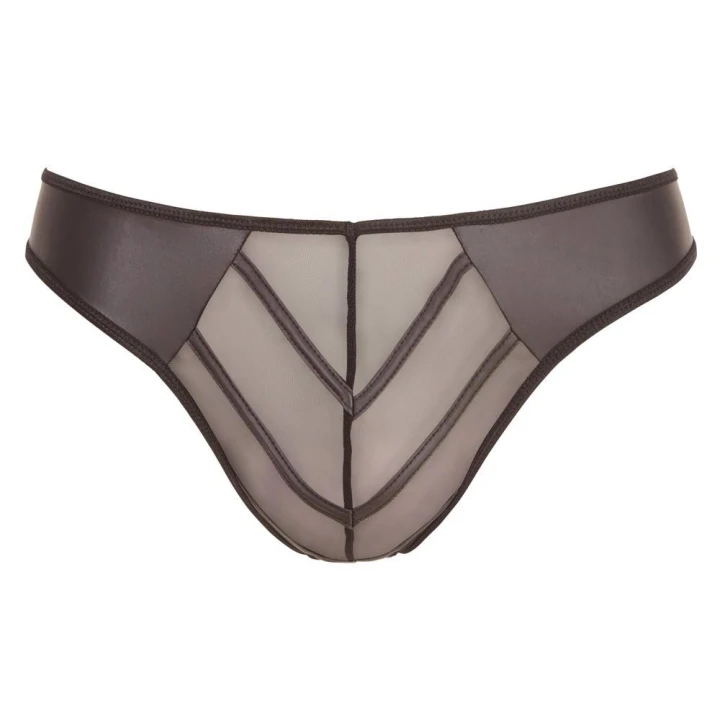 Stringi męskie XL - Czarne, 90% poliester, 10% spandex, z przezroczystą wstawką