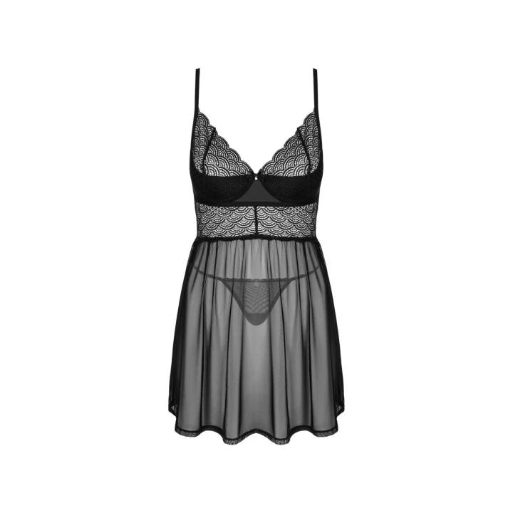 Babydoll i stringi OBSESSIVE, XL/2XL, regulowane ramiączka, usztywniane miseczki