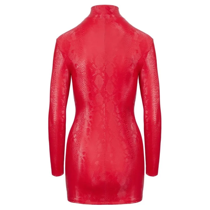 Sukienka obcisła COTTELLI LINGERIE, skóra węża, długie rękawy, czerwony