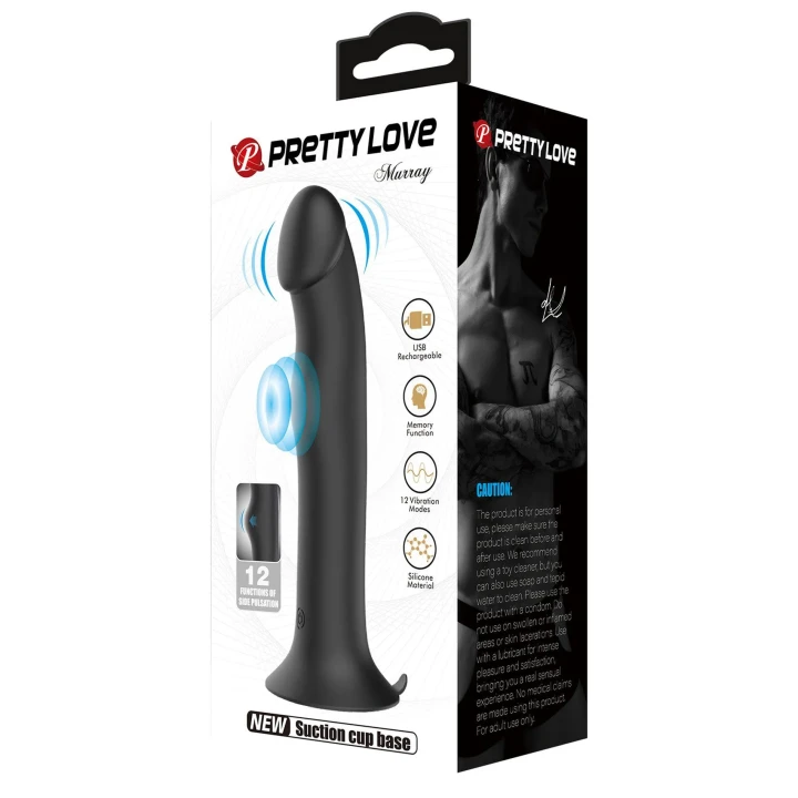 Dildo PRETTY LOVE - Murray, Silikon, 12 funkcji wibracji, przyssawka