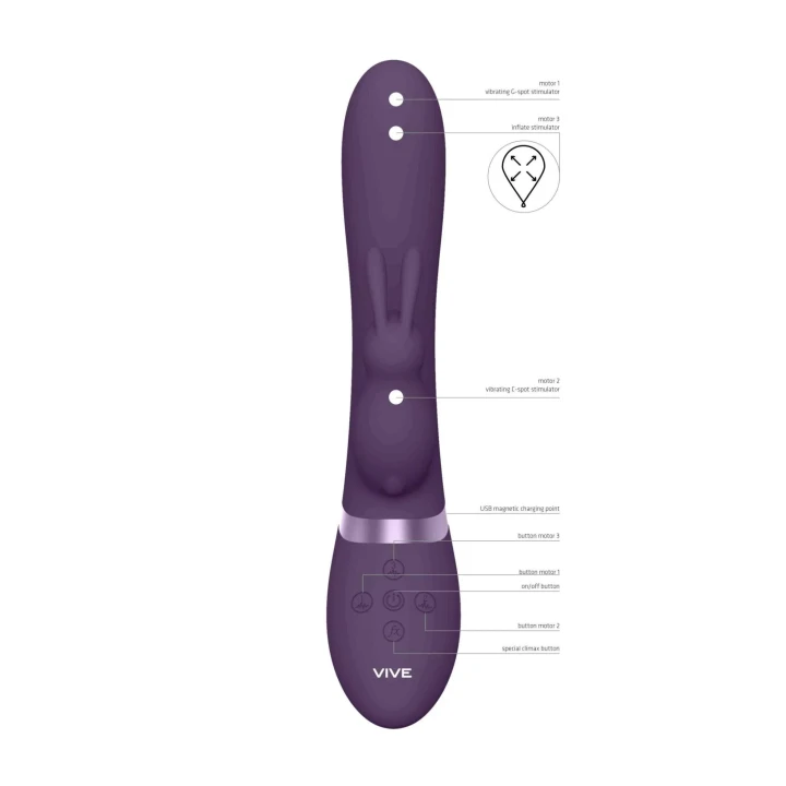 Wibrator G-Spot VIVE042 - 3 Silniki, 10 Funkcji, Wodoodporny Silicone