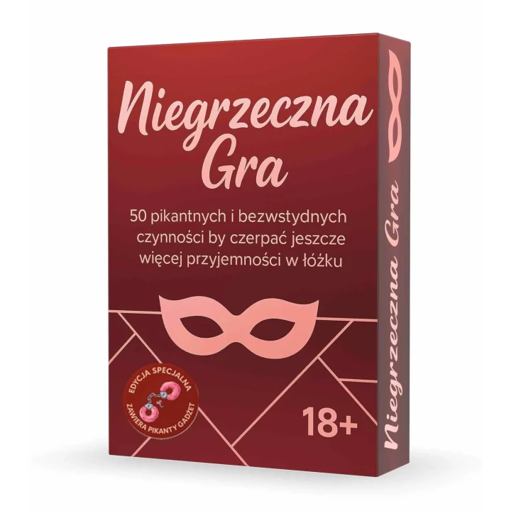 Gra dla par „Niegrzeczna Gra” (II edycja) — 50 pikantnych zadań, kajdanki futerkowe