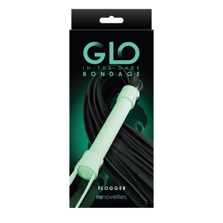 Flogger do BDSM GLO - Skórzany PU 61 cm, świecący w ciemności, idealny do krępowania