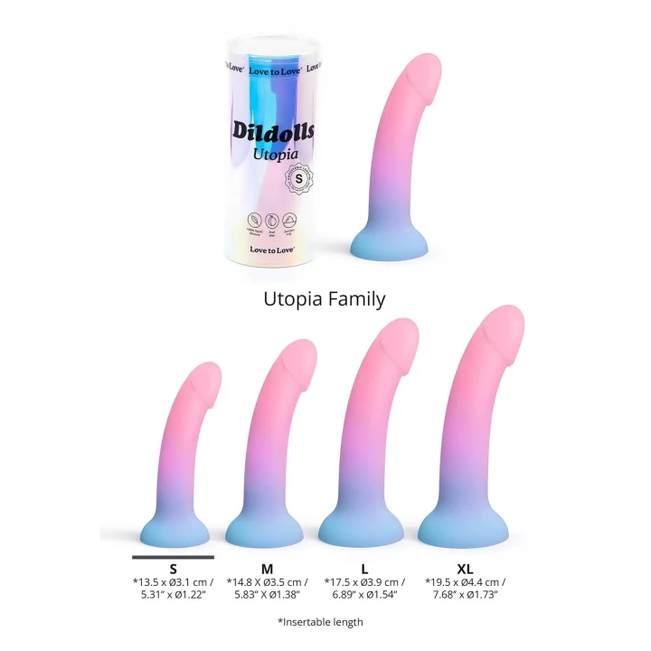 Dildo DILDOLLS UTOPIA S - 13,5 cm długości, 100% silikon, przyssawka