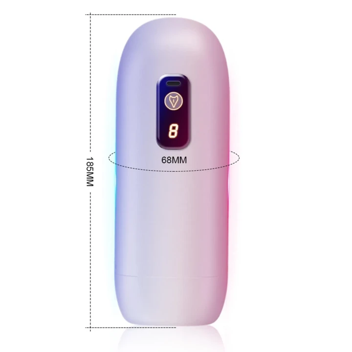 Masturbator USB Rechargeable, 8 funkcji wibracji, 18 cm długości, 6,5 cm średnicy