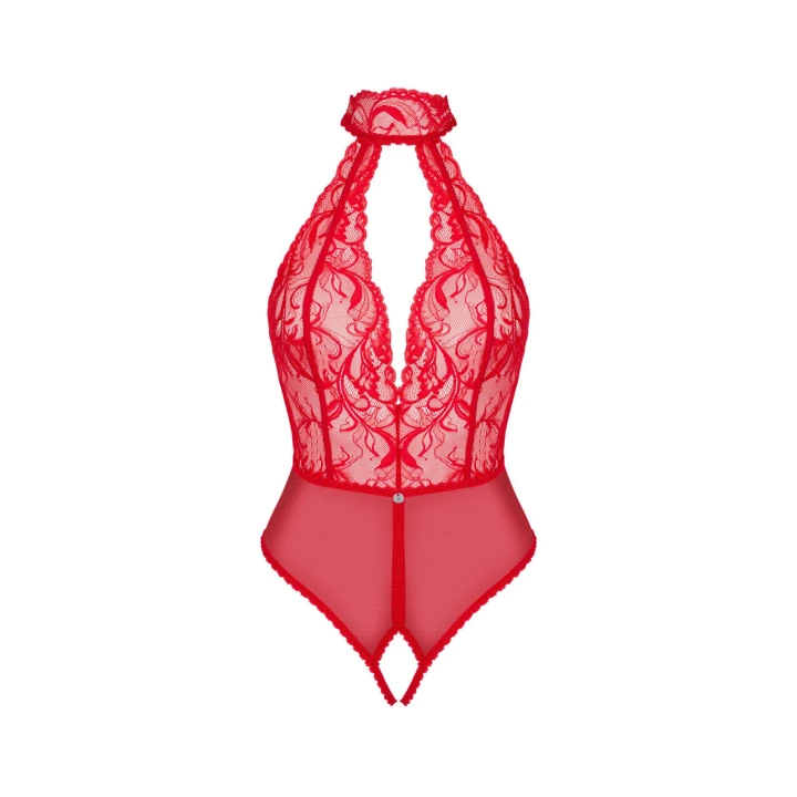 Body Dagmarie OBSESSIVE, koronkowy, otwarty krok, XS/S, elegancki dekolt