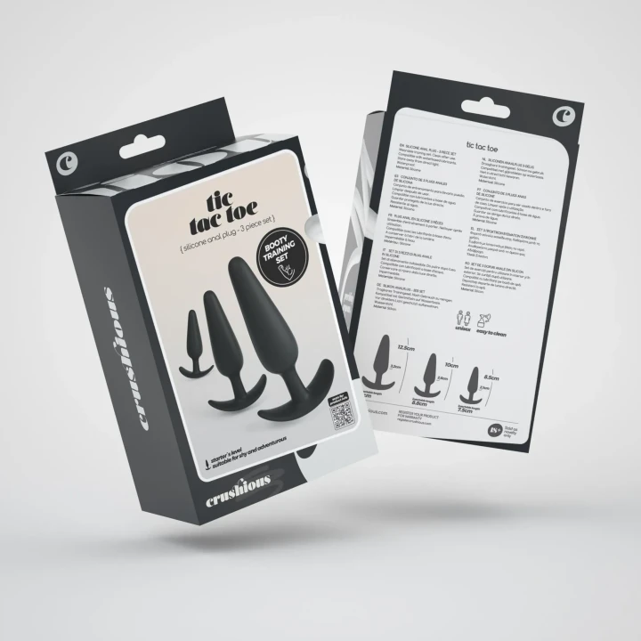 Zestaw korków analnych Crushious Tic Tac Toe - silikon, 3 rozmiary (S, M, L)