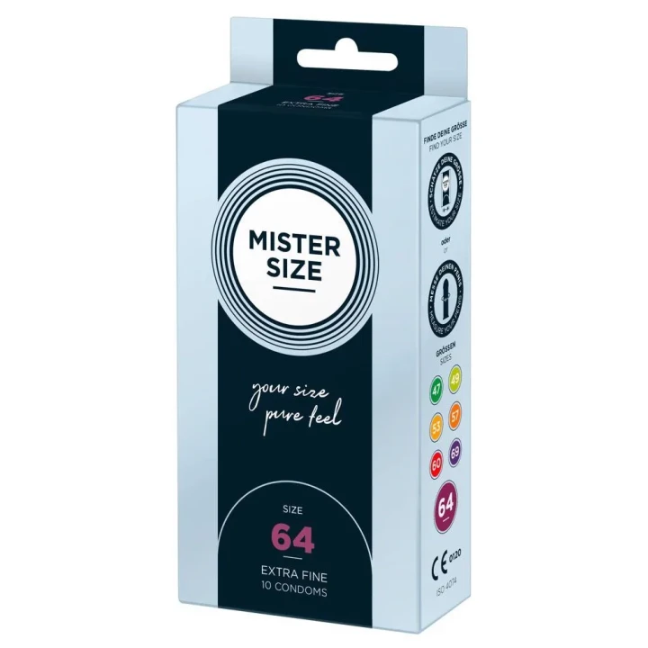Prezerwatywy Mister Size 64 mm - Lateks, 10 sztuk, Wegańskie, z lubrykantem