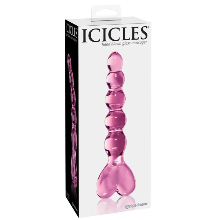Szklane dildo Icicles No.43 Pink — ręcznie dmuchane, dł. 20 cm, ø 3,5 cm