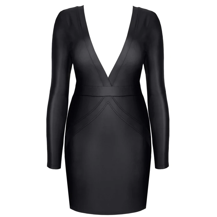 Sukienka krótka DEMONIQ Kolekcja Silver Touch, czarna, S, długie rękawy, dekolt w szpic