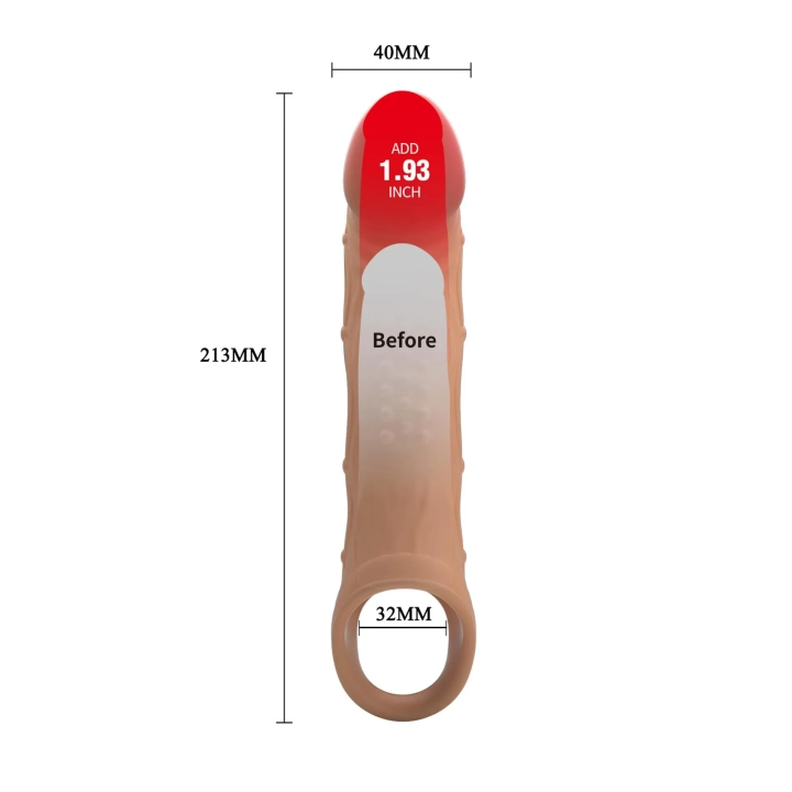 Nakładka na penisa PRETTY LOVE BRAD, wibracyjna, 21,3cm, TPE z pętlą na jądra