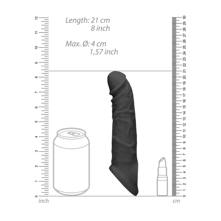 Osłona na penisa - 21,9 cm, Materiał TPE, Realistyczny wygląd i dotyk