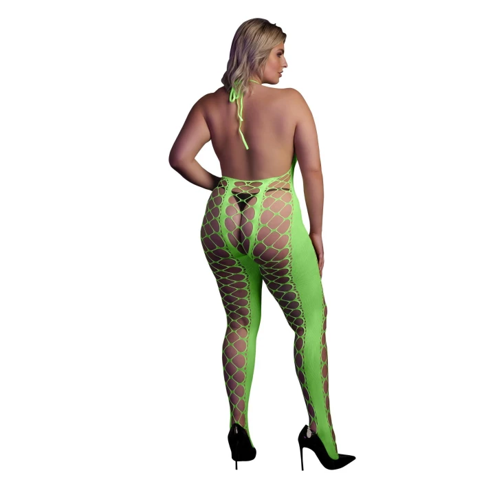 Bodystocking UV Neon z Halternkiem, Rozmiar XL/XXXXL, Elastyczny Nylon