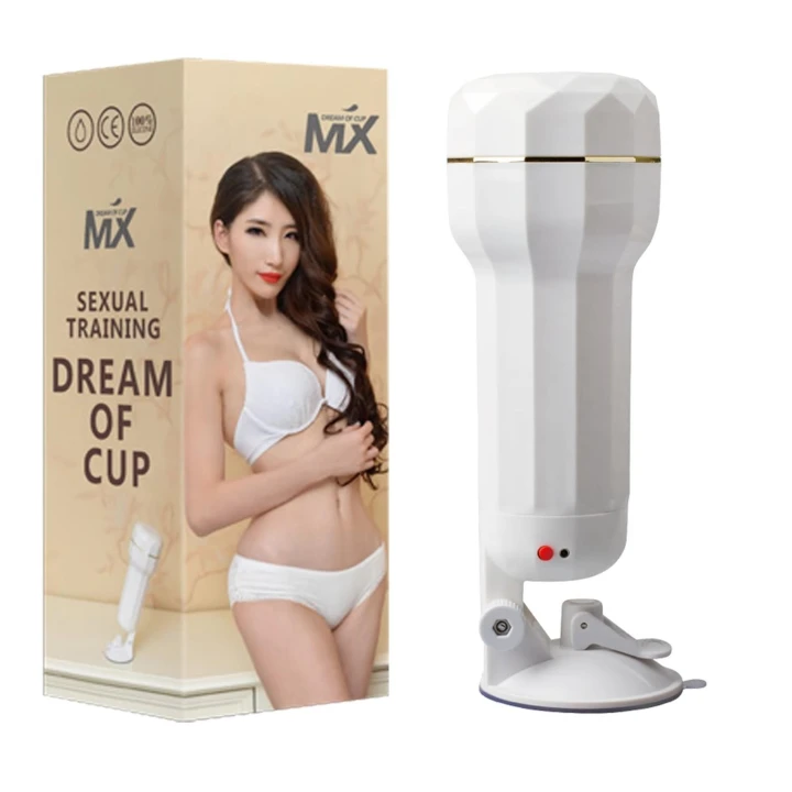 Masturbator MX Dream Cup - White, T-Skin+ABS, regulacja prędkości wibracji